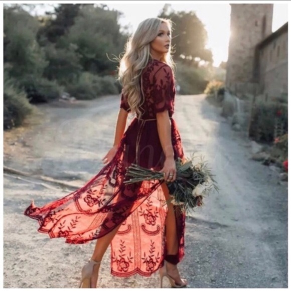 red lace romper dress